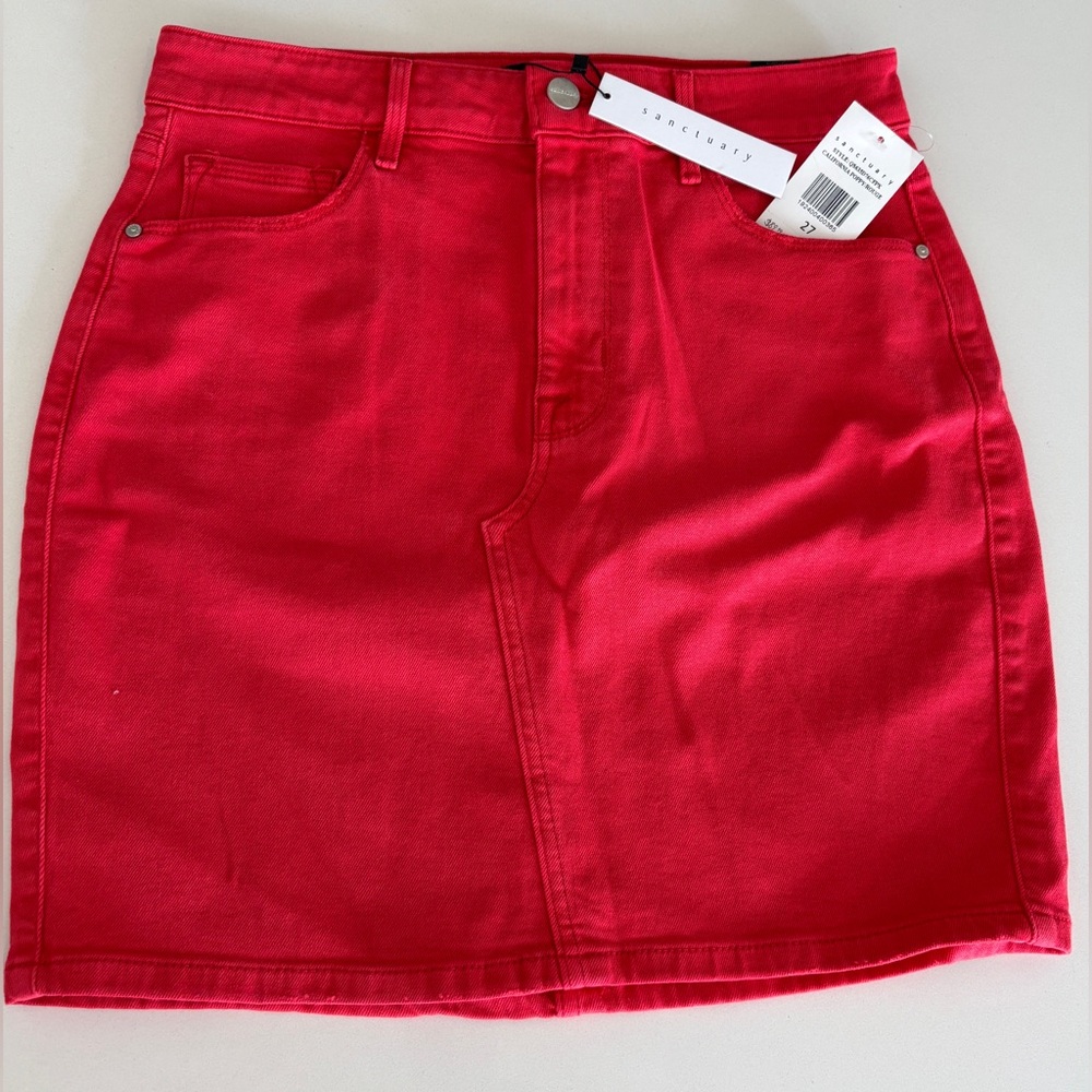 Sanctuary Red Denim Mini Skirt